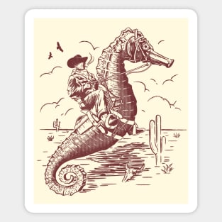 Cowboy Riding Seahorse Magnet